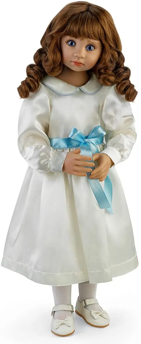 The Ashton - Drake Galleries Victoria Child Girl Doll in Winter Ensemble Hand Painted and Handcrafted of Fine Artisan Vinyl with Lush Cape Trimmed in Faux Fur by Master Doll Artist Angela Sutter 25"-inches