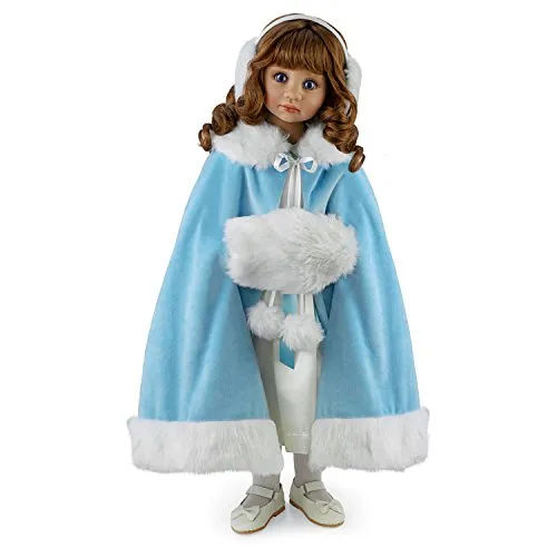 The Ashton - Drake Galleries Victoria Child Girl Doll in Winter Ensemble Hand Painted and Handcrafted of Fine Artisan Vinyl with Lush Cape Trimmed in Faux Fur by Master Doll Artist Angela Sutter 25"-inches