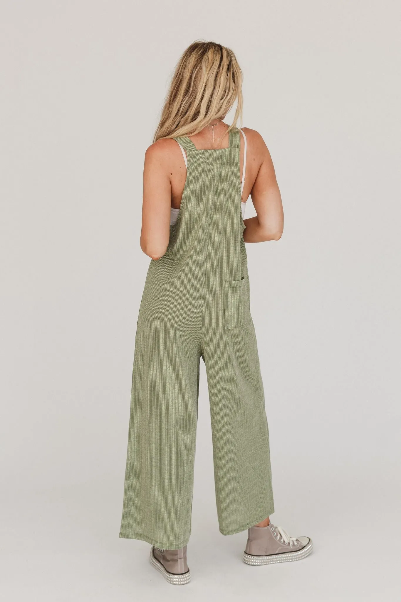 The Nest High Hopes Button Up Overalls - Light Olive