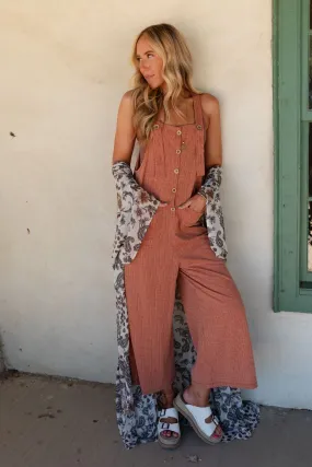 The Nest High Hopes Button Up Overalls - Rust