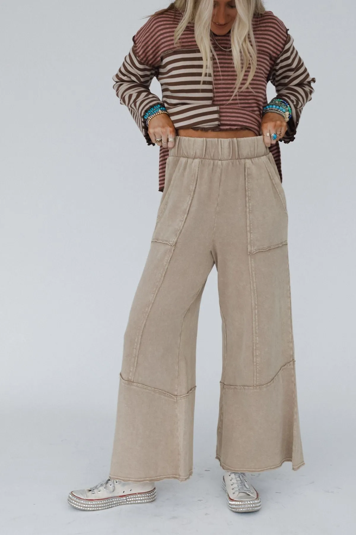 The Nest Sunset Shore Wide Leg Pants - Cappuccino