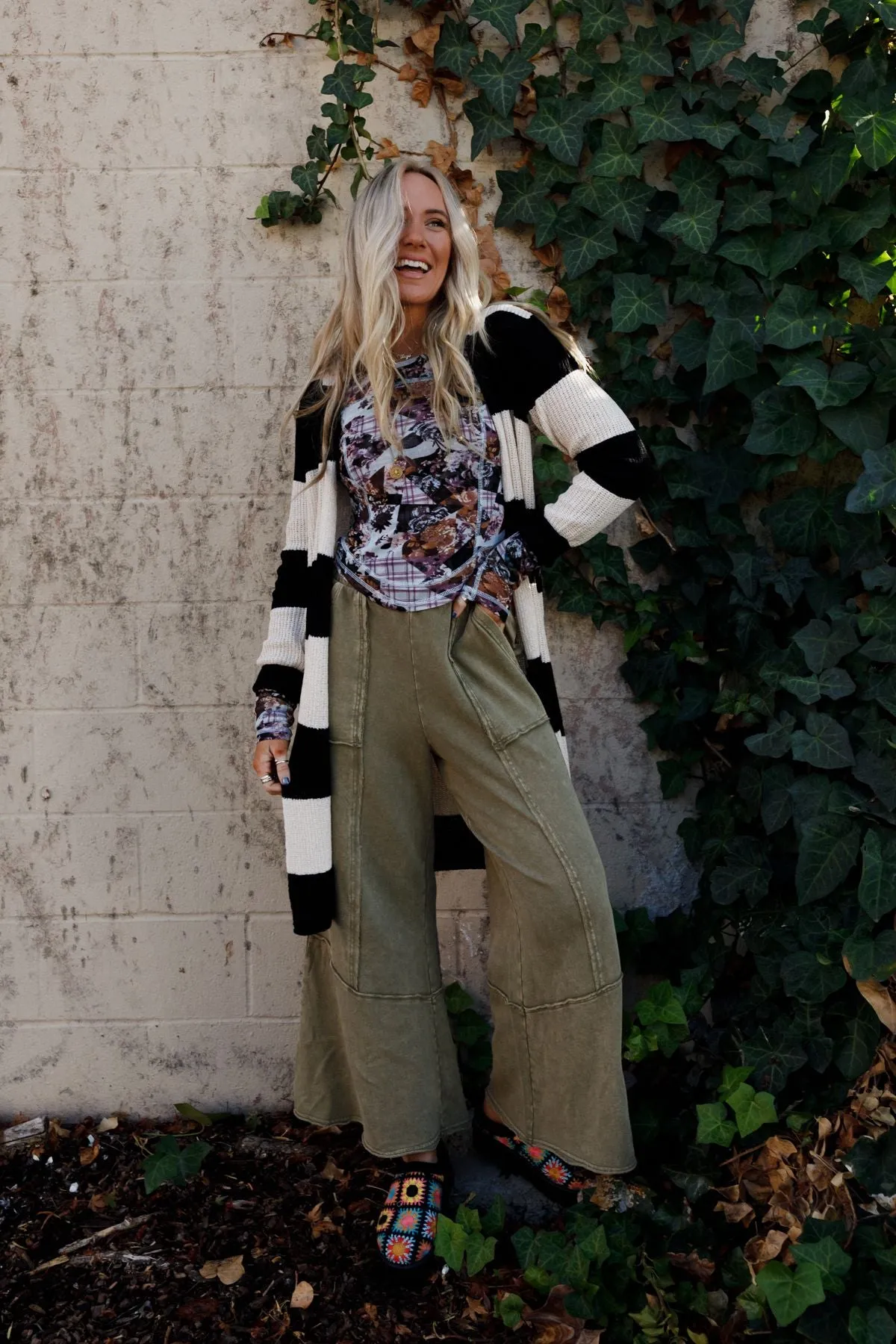 The Nest Sunset Shore Wide Leg Pants - Olive