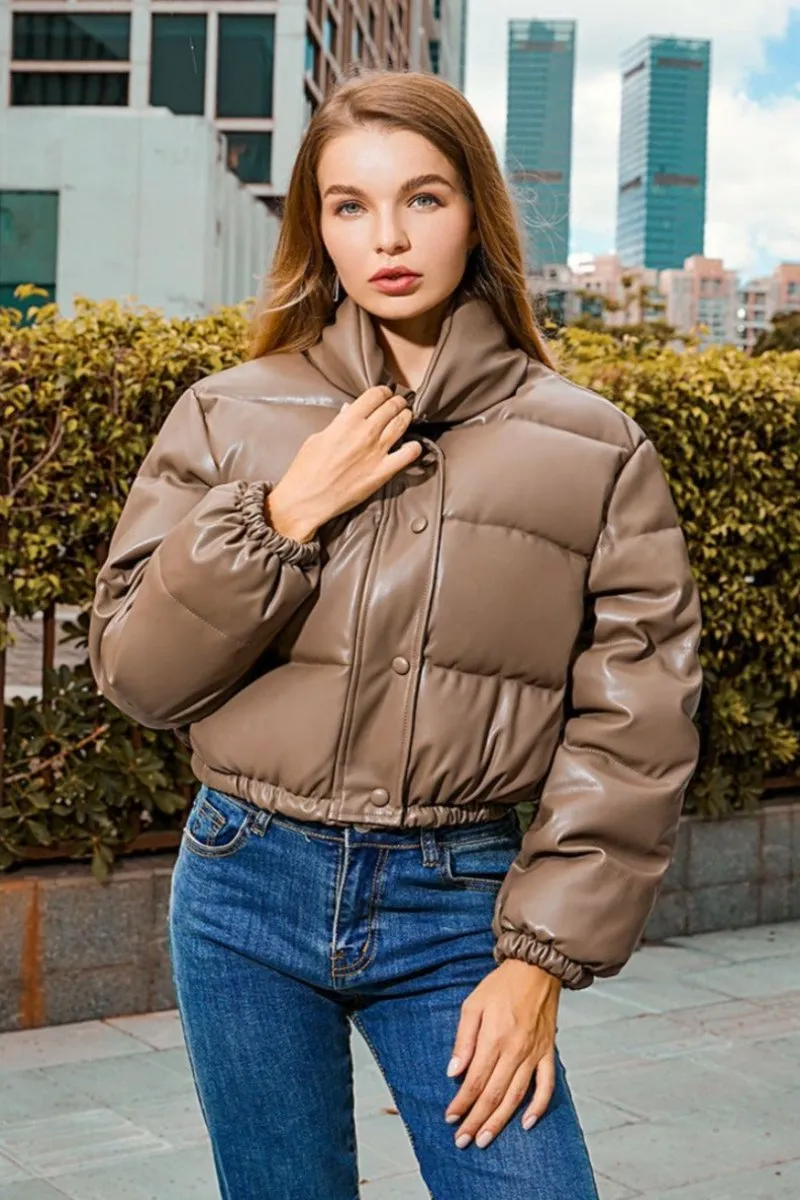 Thick Warm Short Leather Elegant Zipper Jacket