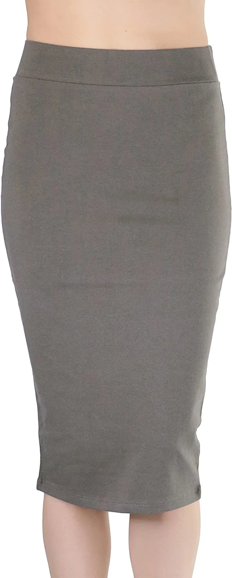 ToBeInStyle Women's Premium Cotton-Blend Basic Knee Skirt