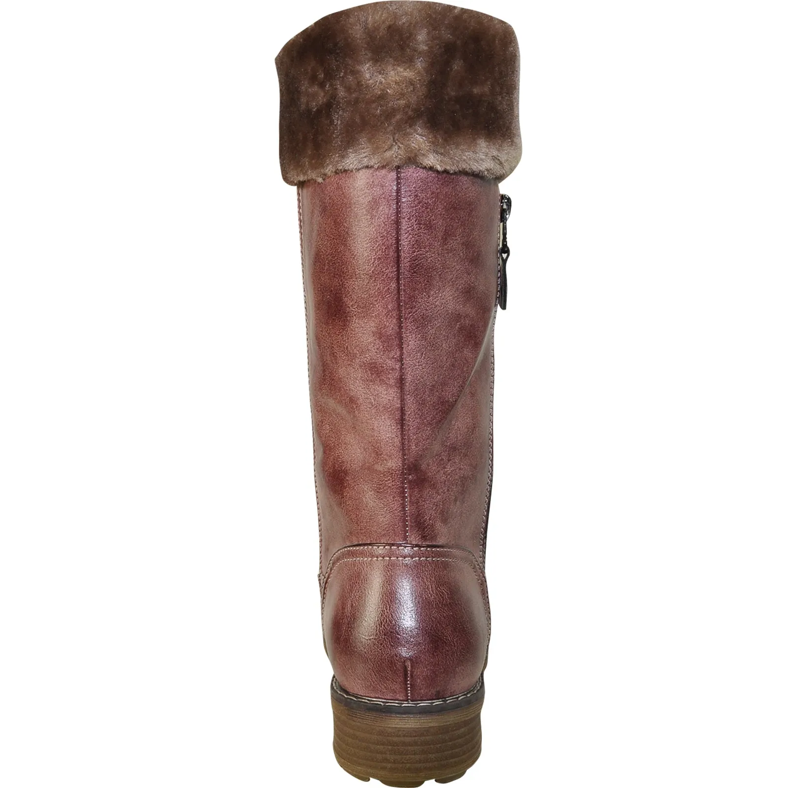 VANGELO Women Water Proof Boot HF9539 Knee High Winter Fur Casual Boot Rose Red