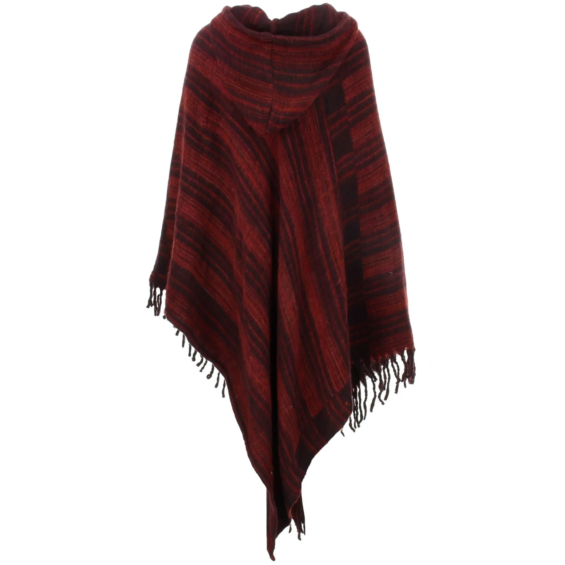 Vegan Wool Hooded Poncho - Brown