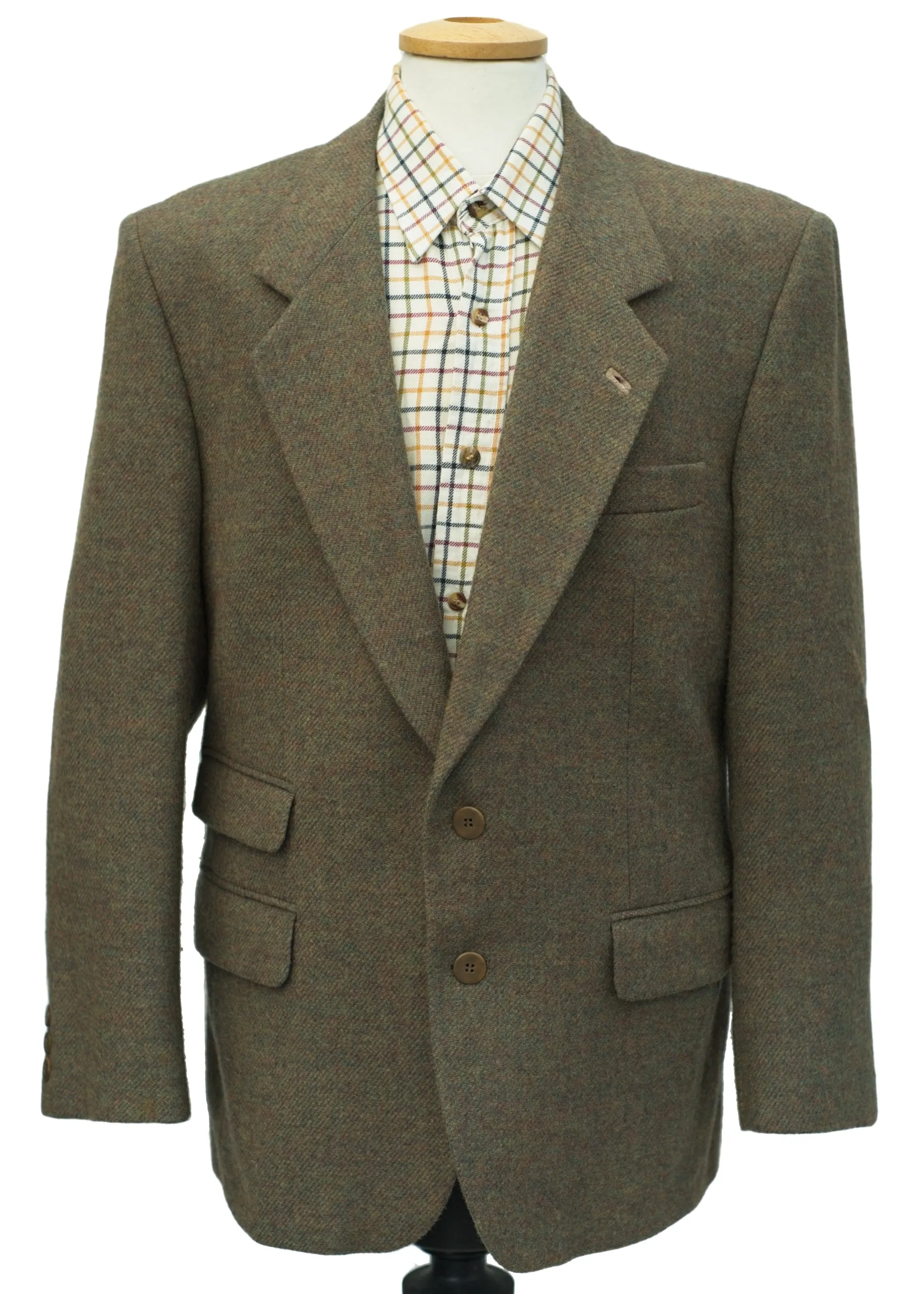 Vintage Green Tweed Hacking Jacket Blazer • Beatties • 40S