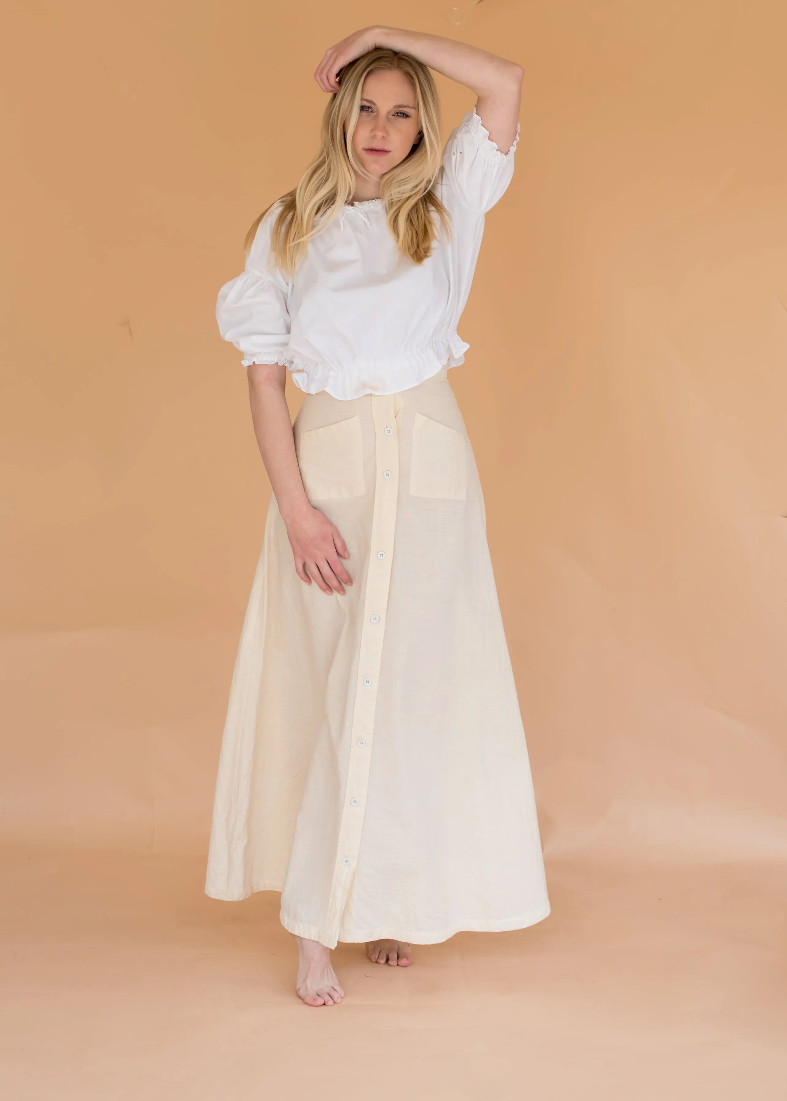 Vintage Linen Button-up Skirt