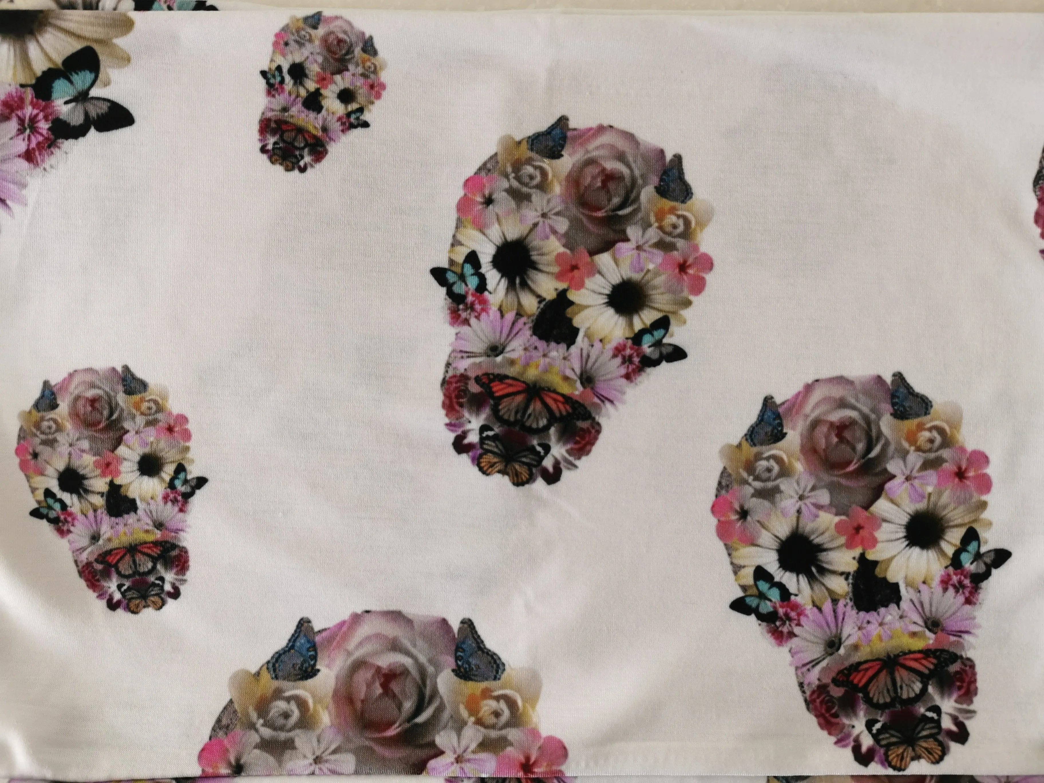 White Floral Skull Infinity Scarf