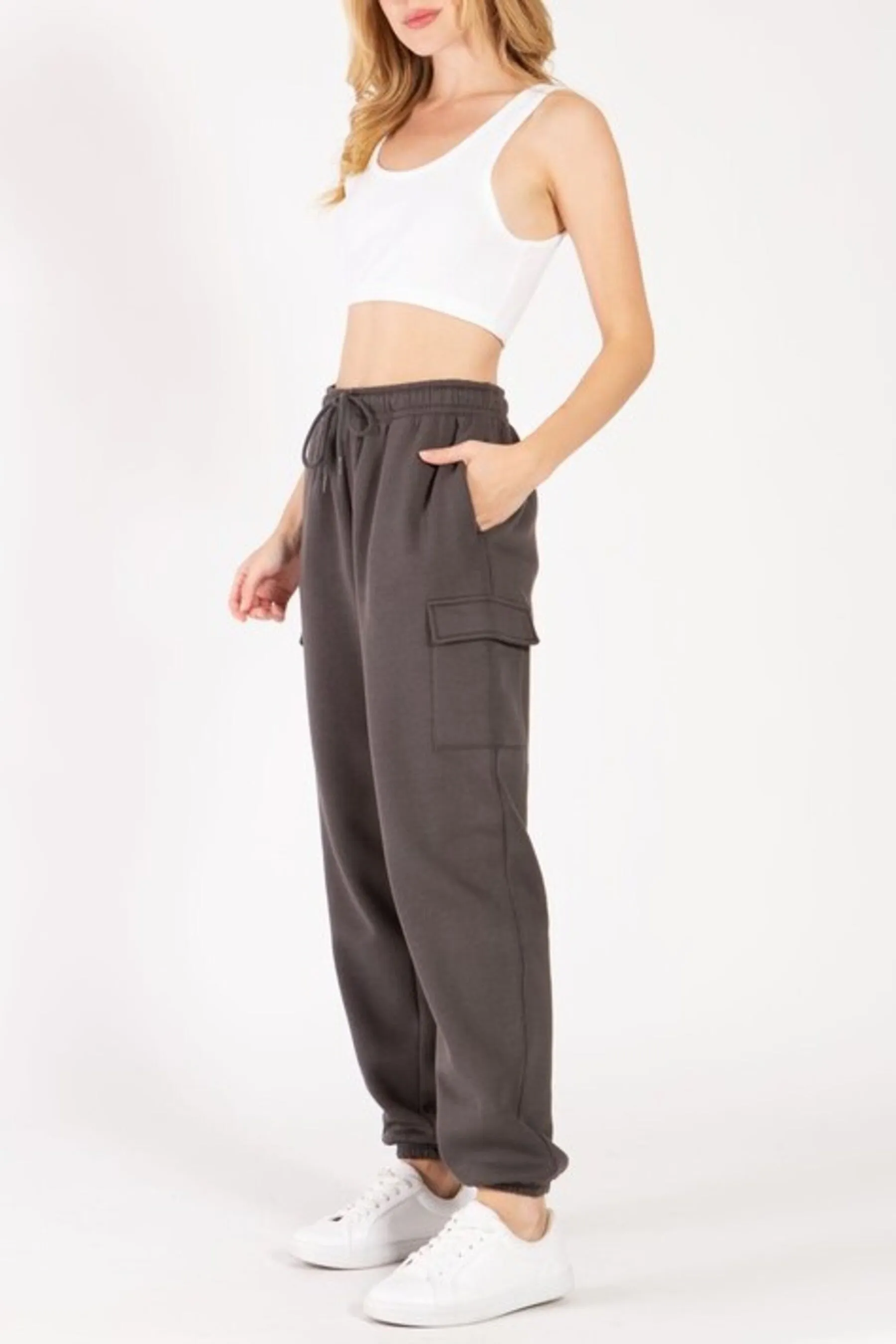 Women's Cargo Sweatpants Oversized Fleece Joggers