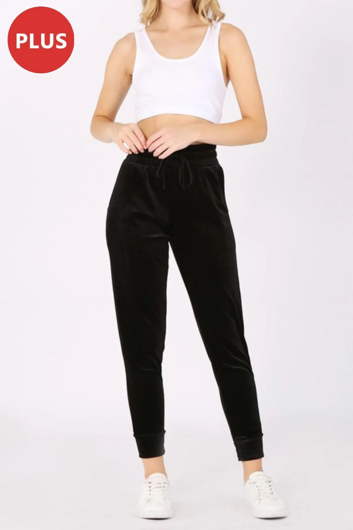 Women's Plus Size Velour Jogger Sweatpants with Pockets