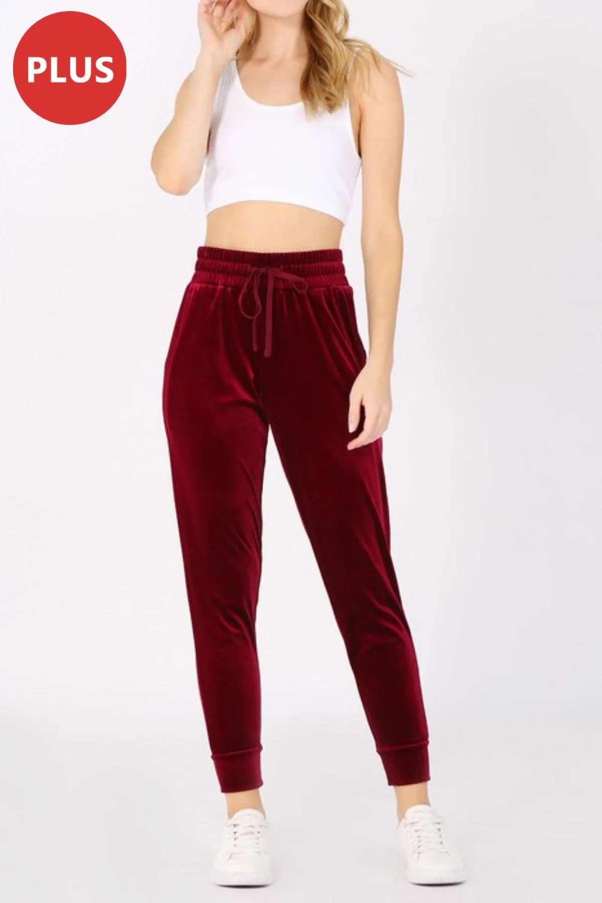 Women's Plus Size Velour Jogger Sweatpants with Pockets