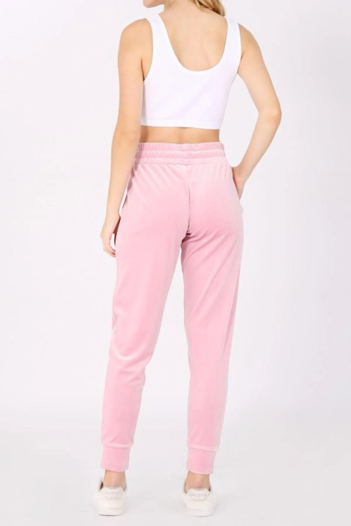 Women's Plus Size Velour Jogger Sweatpants with Pockets