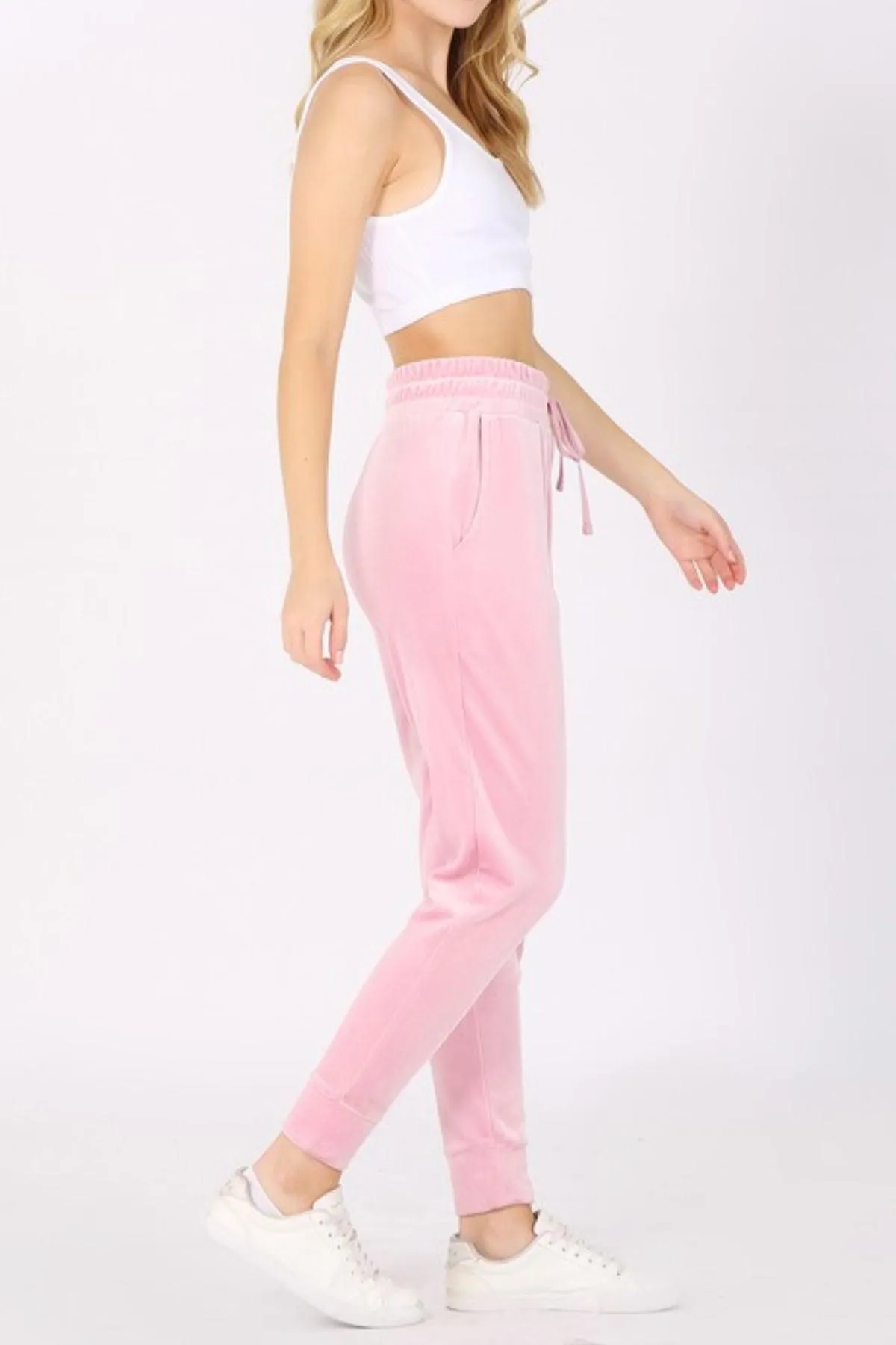 Women's Plus Size Velour Jogger Sweatpants with Pockets