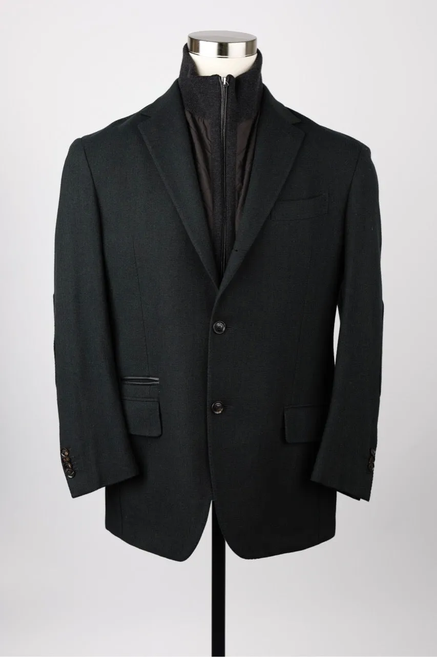 Wool/Cashmere Herringbone Sport Coat w/ Removable Insert