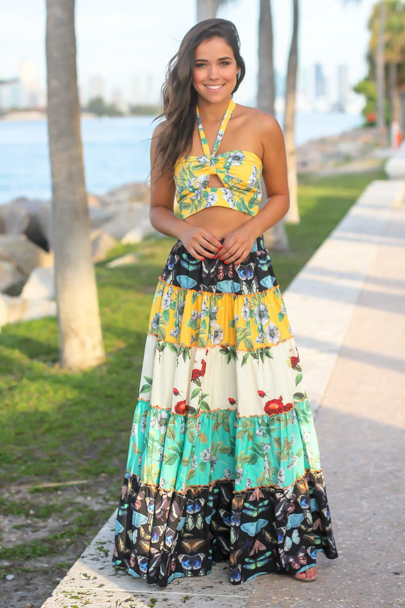 Yellow Floral Two Piece Set