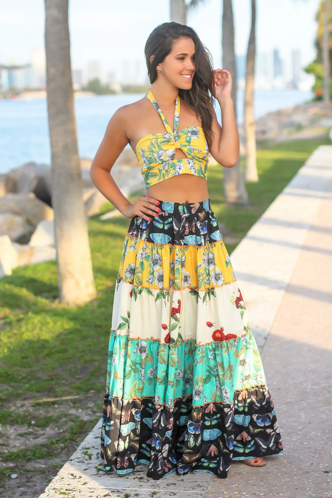 Yellow Floral Two Piece Set