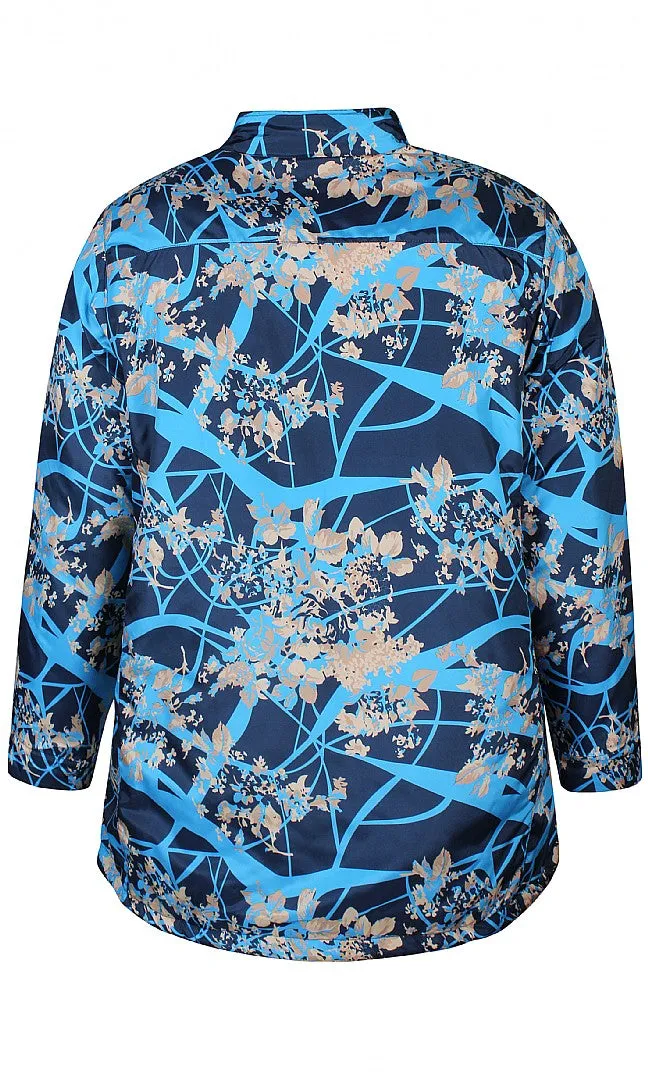 Zhenzi Samira 343 Jas Blauw Print Reversibel