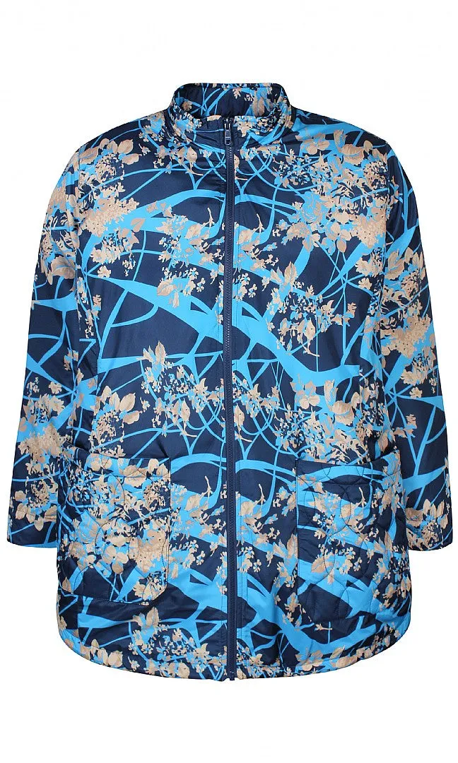 Zhenzi Samira 343 Jas Blauw Print Reversibel